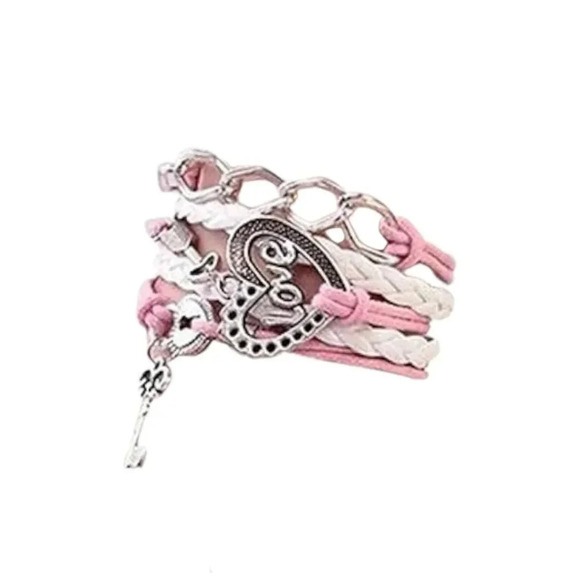Love Key Charm Faux Leather Multi-layered Bracelet - Picture 3 of 3
